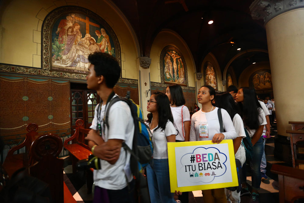 Students walk